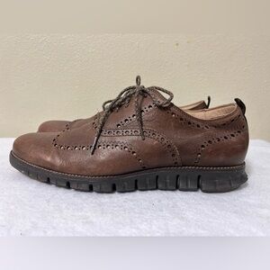 Cole Hann ZEROGRAND REMASTERED WINGTIP OXFORDS MEN's SHOES Brown Leather Sz 10.5
